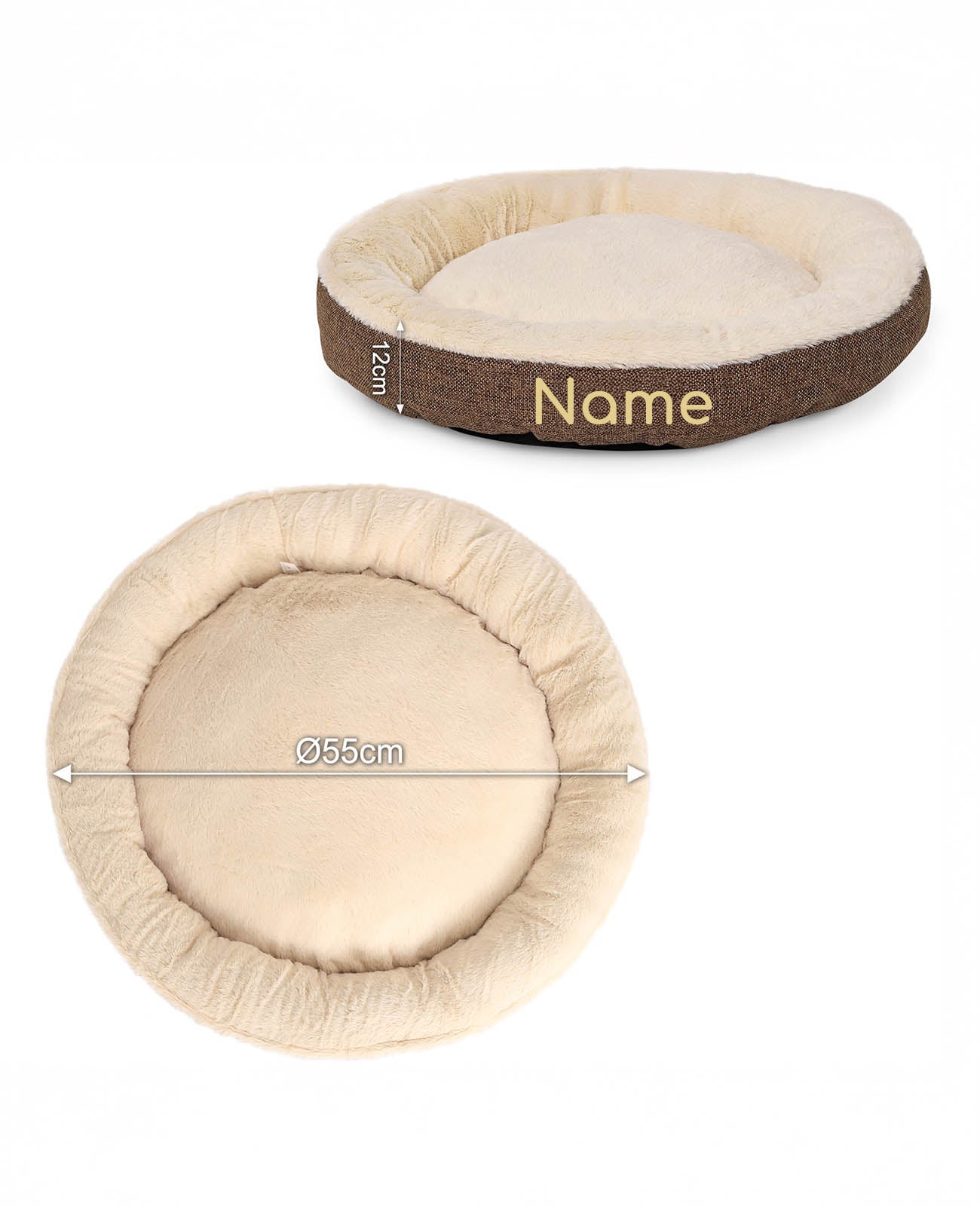 Rundes Heimtierbett, personalisiert