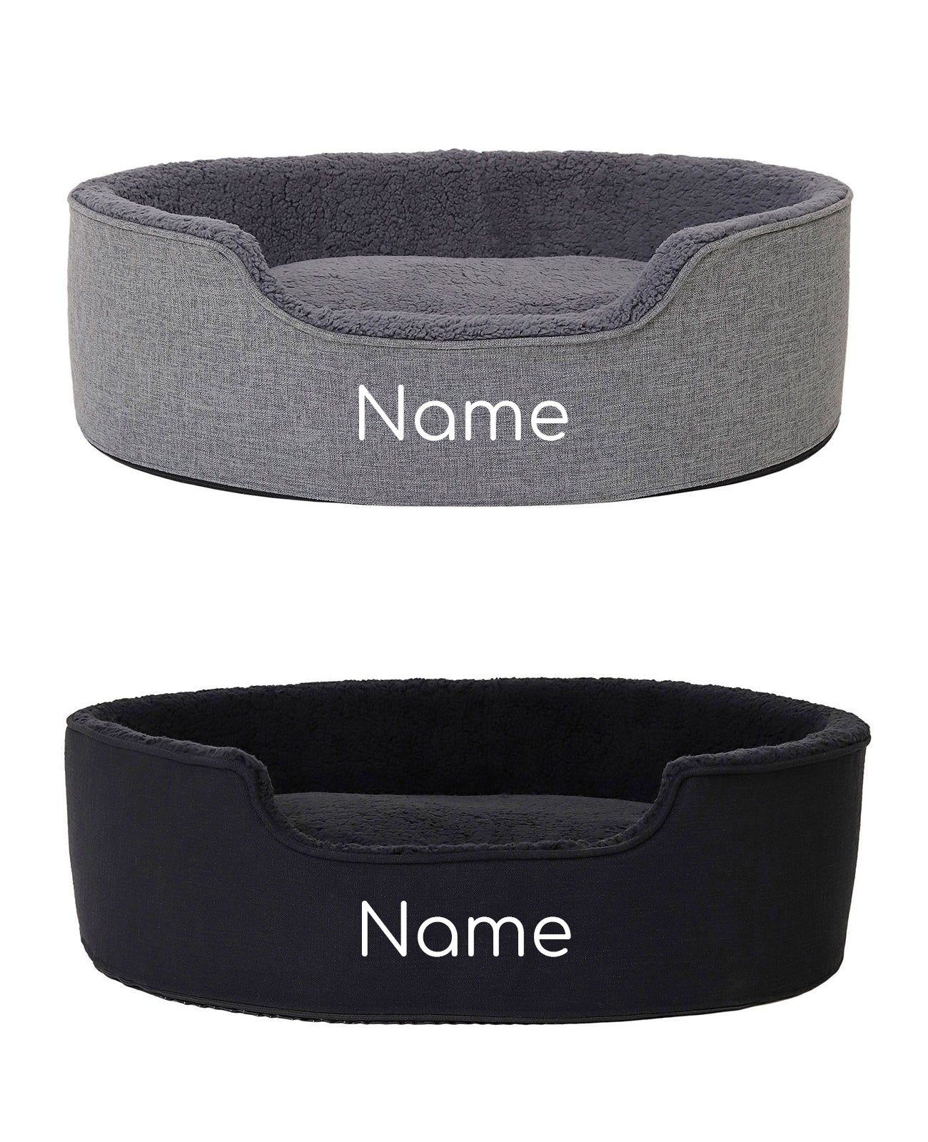 Heimtierbett mit Plüsch, personalisiert