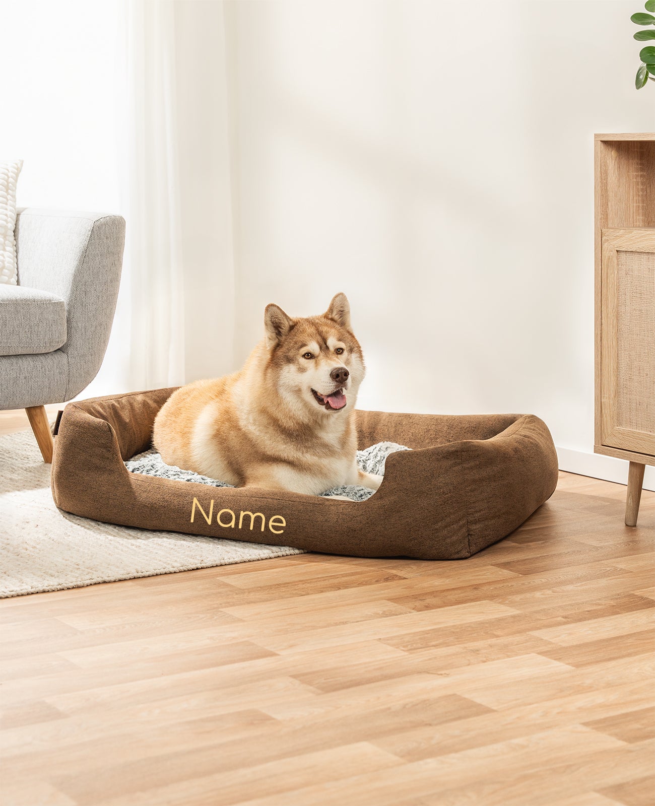 Heimtierbett mit Kuschelkissen, personalisiert