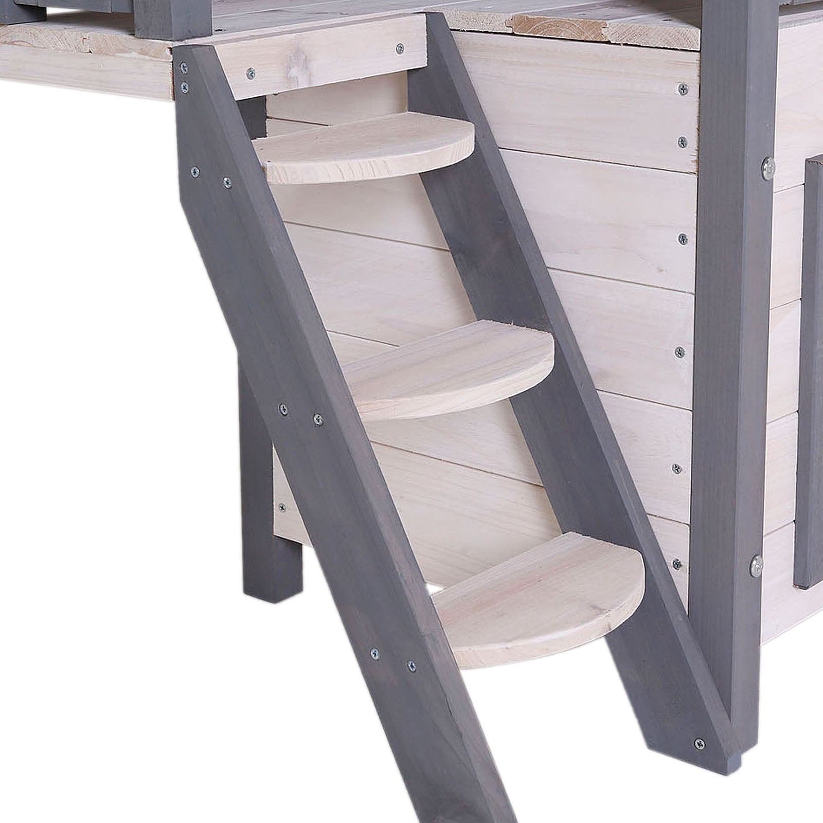 Katzenhaus aus Holz mit Terrasse & Treppe