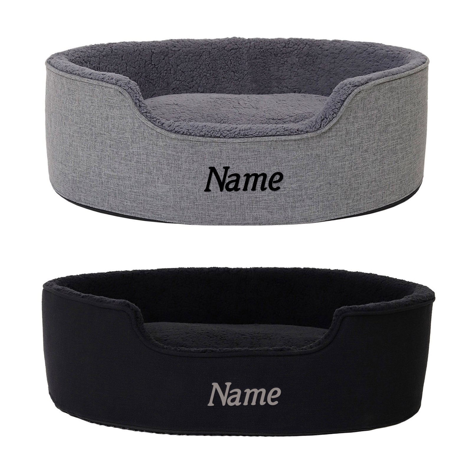 Heimtierbett mit Plüsch, personalisiert