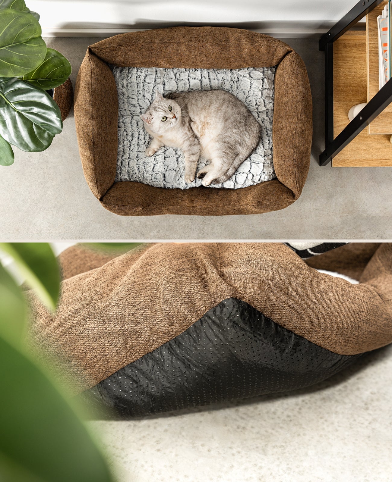 Katzenbett mit Wendekissen & meliertem Außenstoff