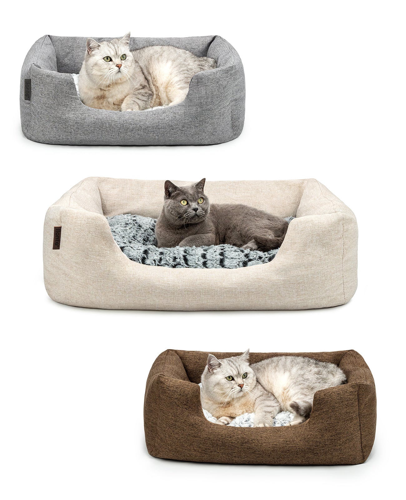 Katzenbett mit Wendekissen & meliertem Außenstoff