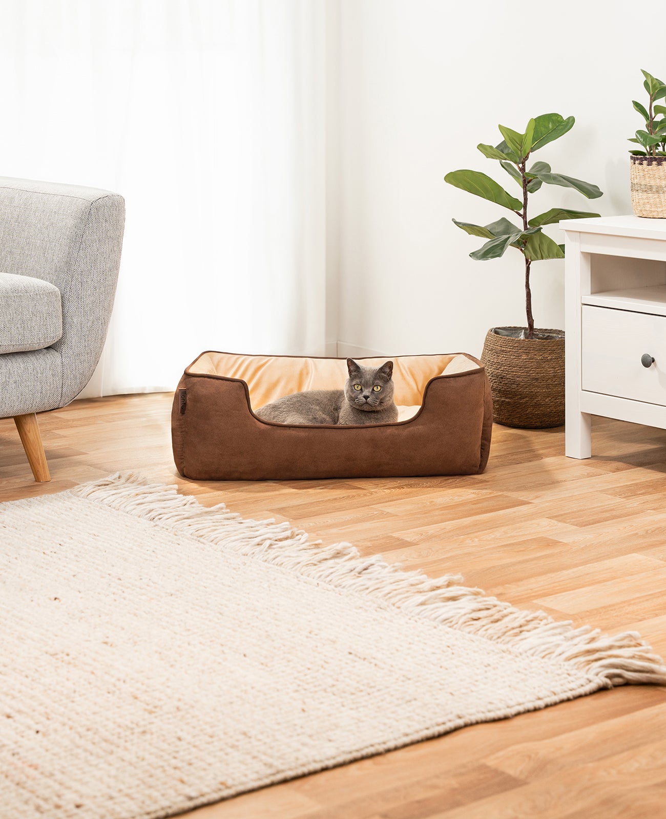 2-in-1 Katzenbett in Wildlederoptik
