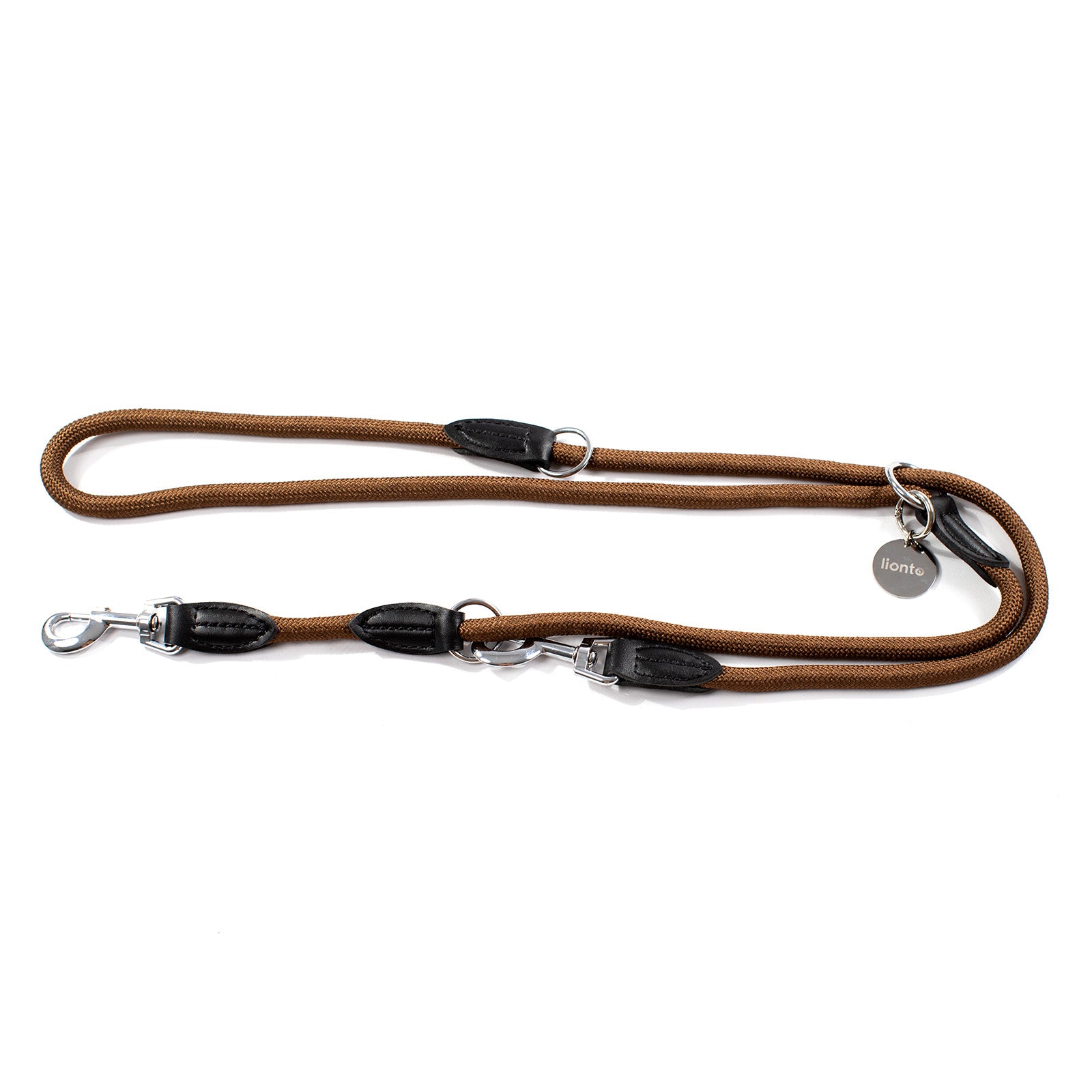 mehrfach längenverstellbare Hundeleine aus Nylon in braun