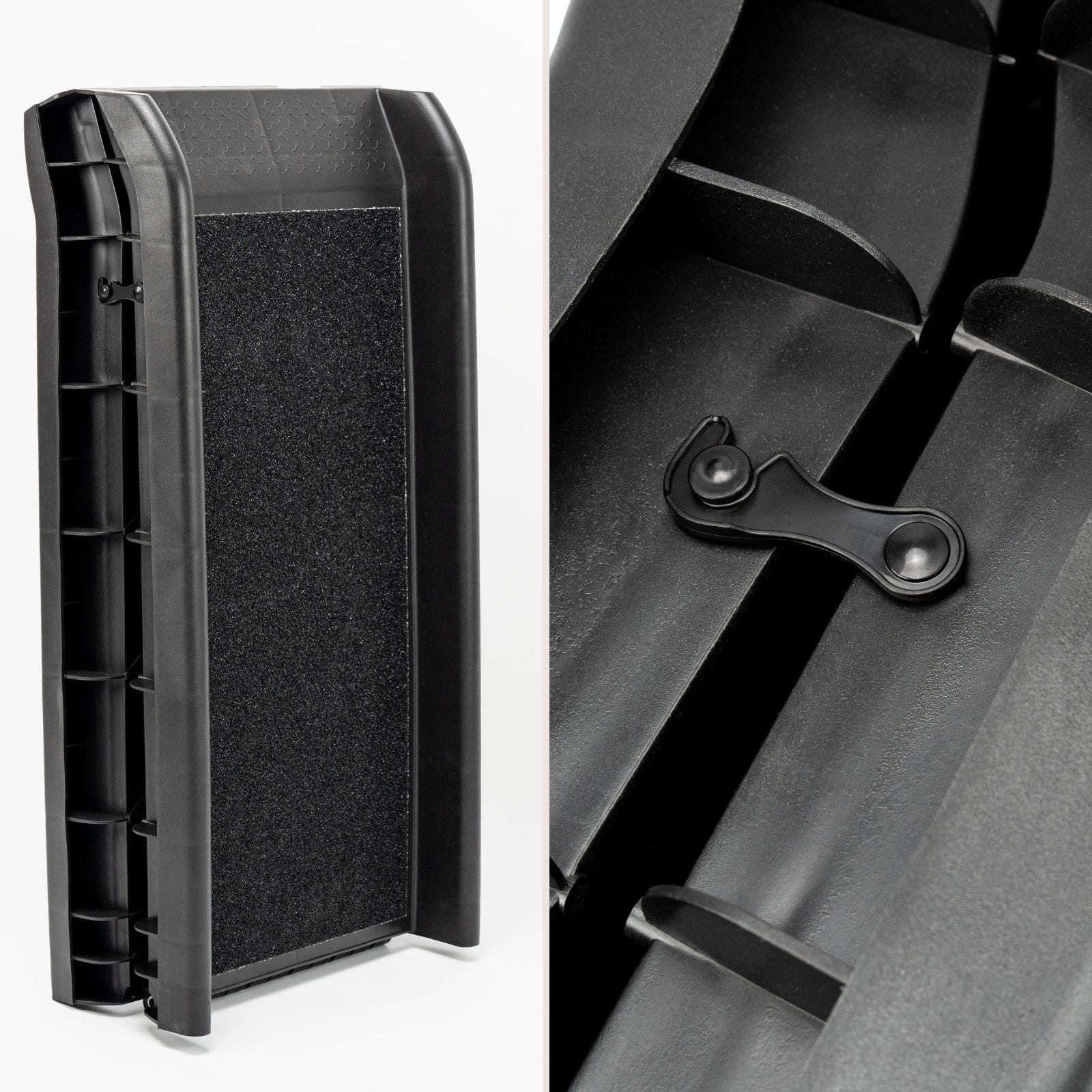 Sicherheitsriegel zum Befestigen der zusammengeklappten Hunderampe