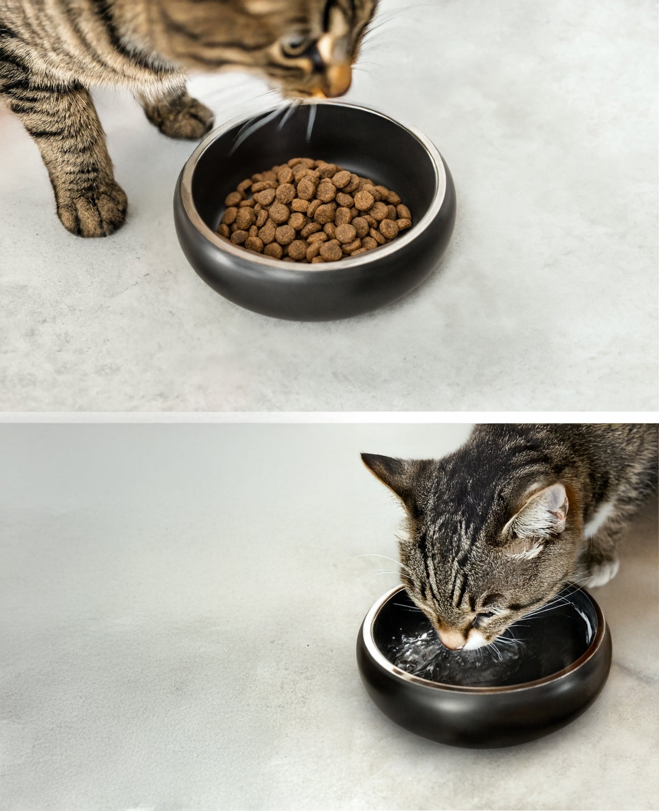 Katzennapf aus Edelstahl, gewölbt