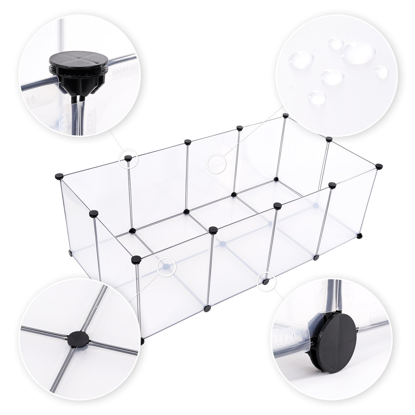 Steck-Verbinder für Verbindungen von bis zu vier wasserabweisenden Platten