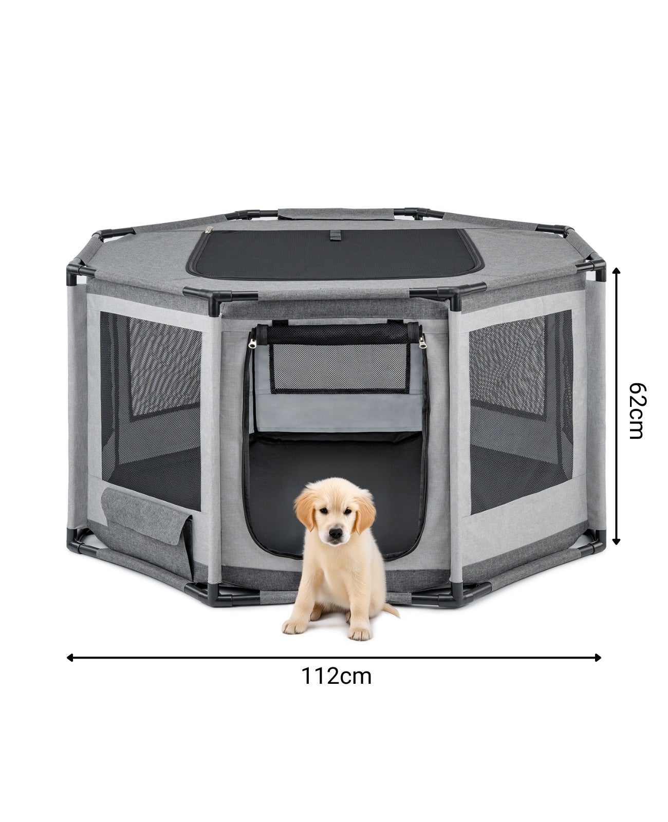 Welpenauslauf mit Rahmen aus PVC-Rohren