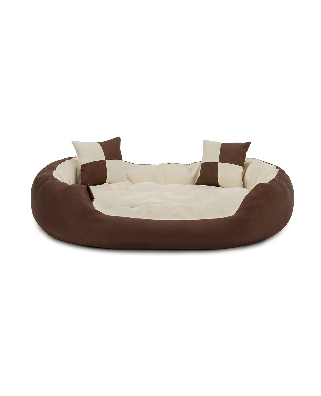 Hundebett aus Oxfordstoff mit Wendekissen in braun/beige