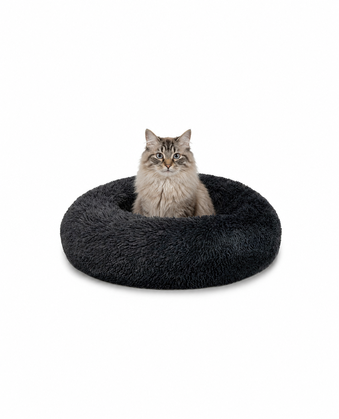 Rundes Katzenbett in Donutform aus Plüsch