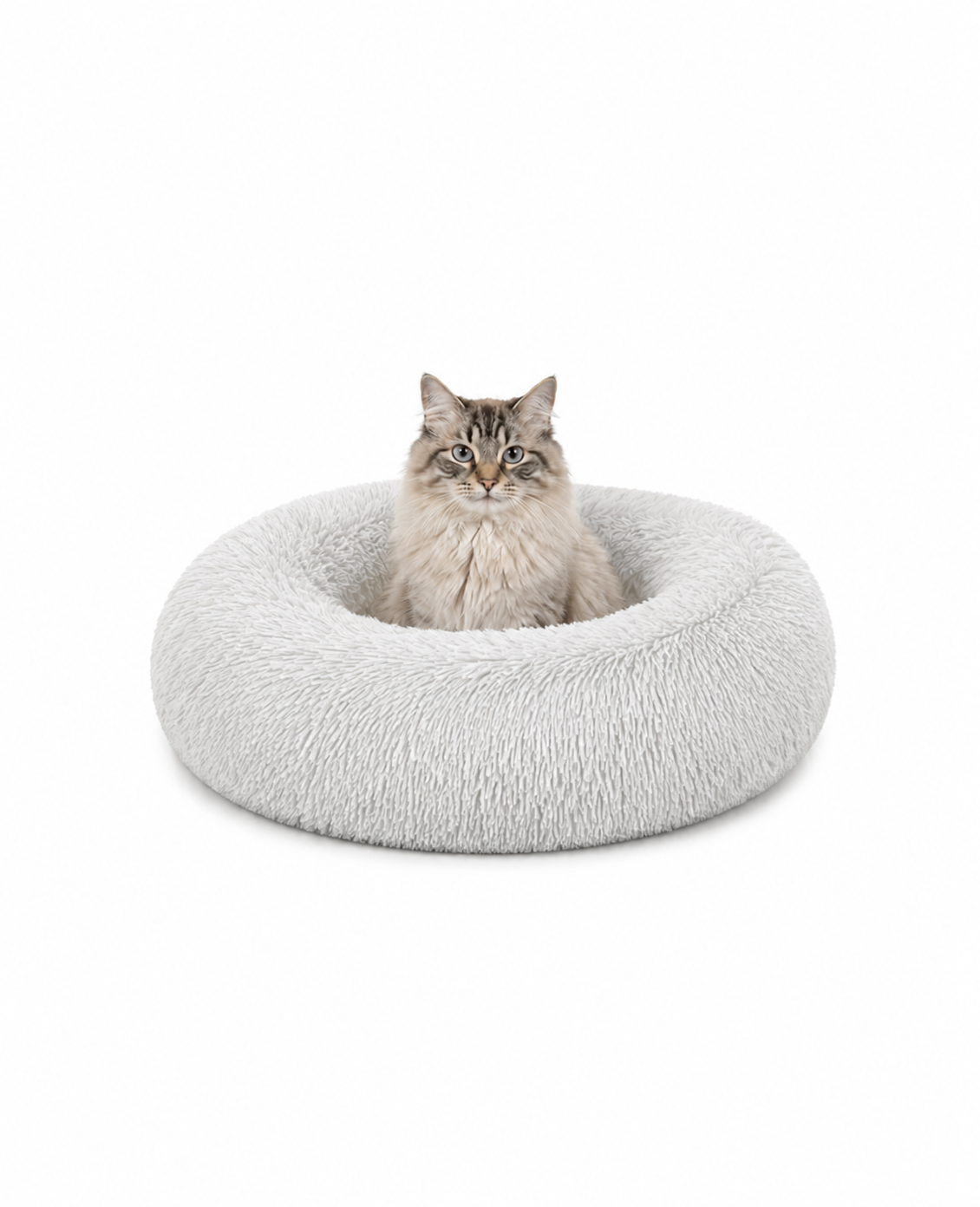 Rundes Katzenbett in Donutform aus Plüsch