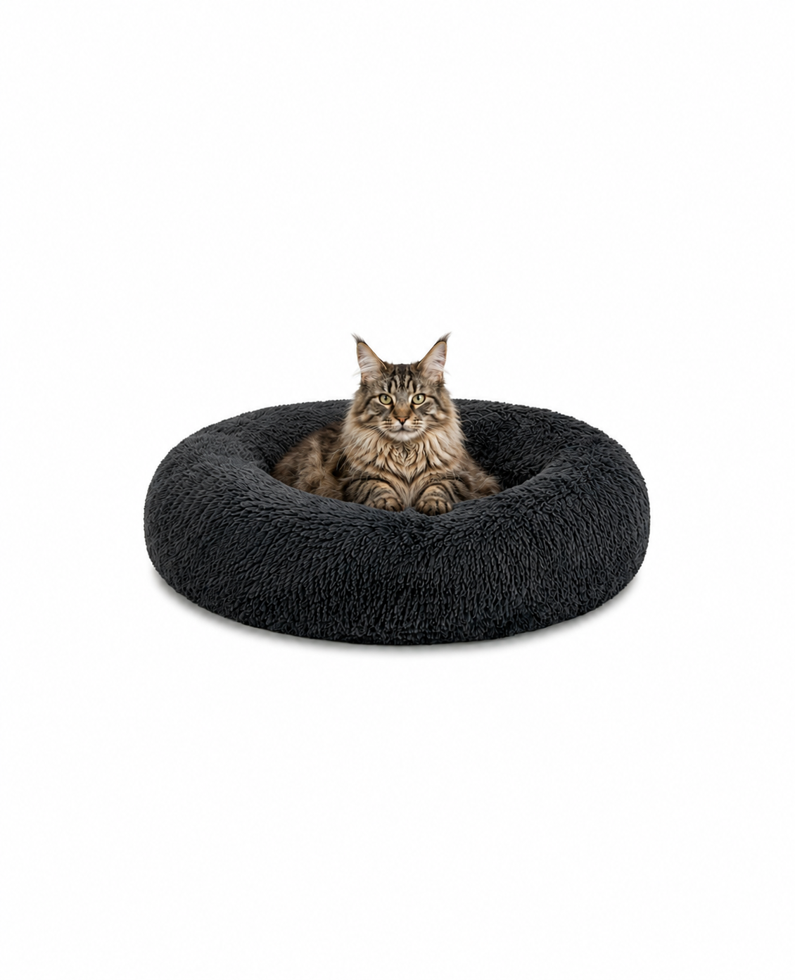 Rundes Katzenbett in Donutform aus Plüsch