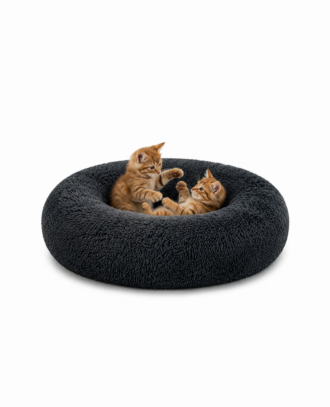 Rundes Katzenbett in Donutform aus Plüsch