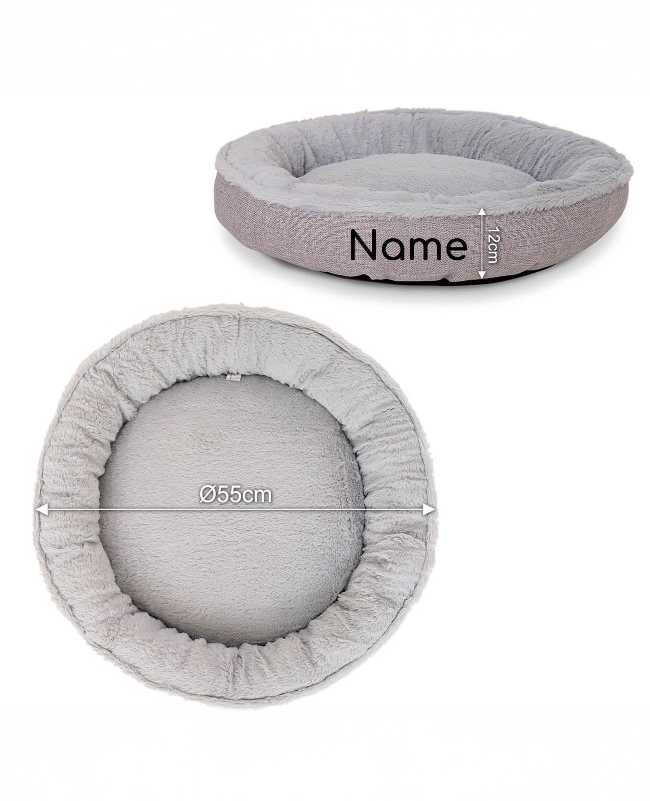 Rundes Heimtierbett, personalisiert