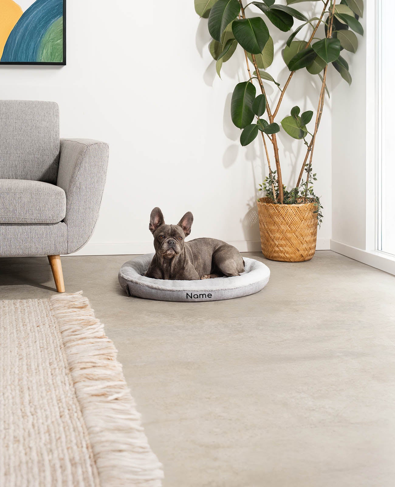 Rundes Heimtierbett, personalisiert