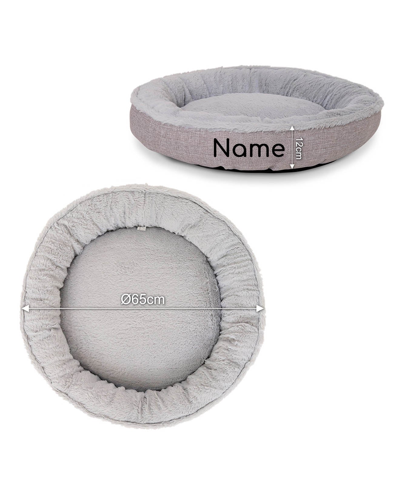 Rundes Heimtierbett, personalisiert