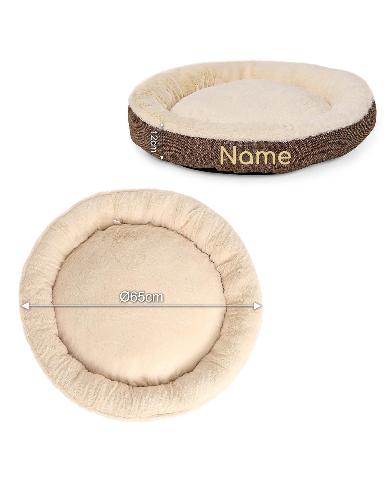 Rundes Heimtierbett, personalisiert