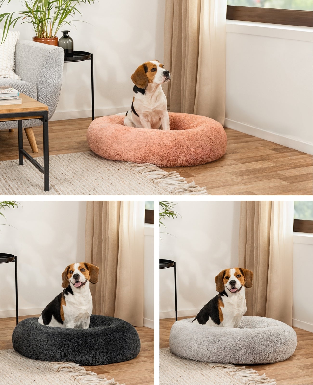 Rundes Hundebett in Donutform aus Plüsch