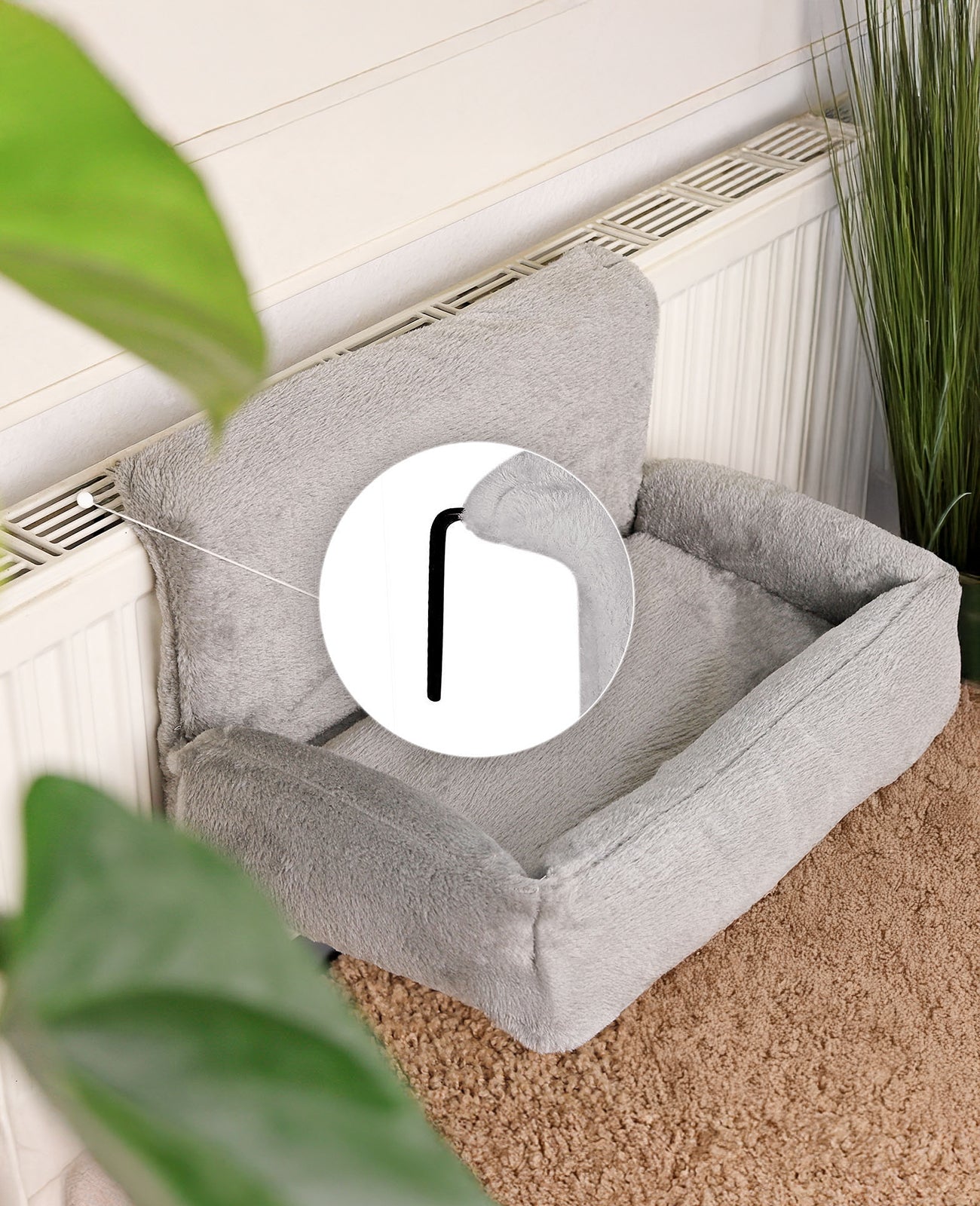 Katzenheizungsliege aus Plüsch