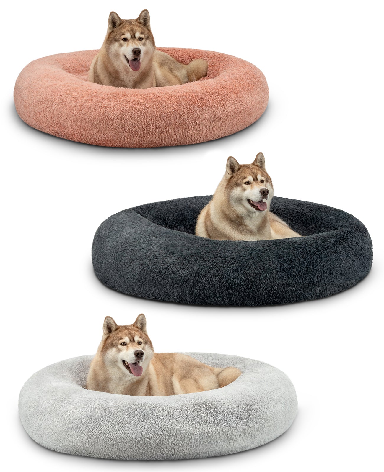 Rundes Hundebett in Donutform aus Plüsch