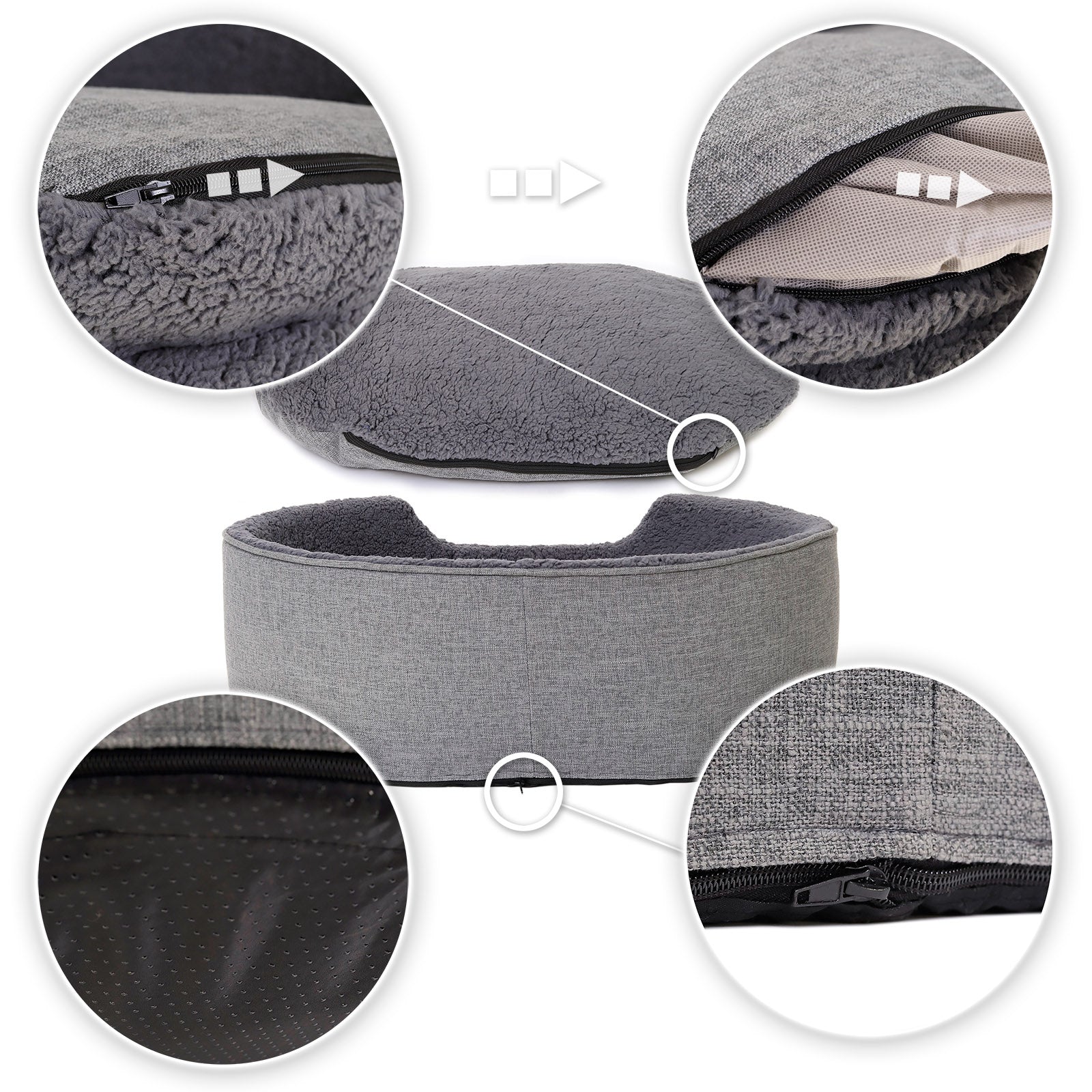 Waschbares Katzenbett mit Plüsch