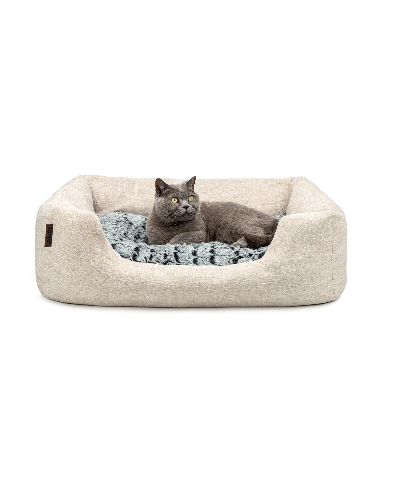 Katzenbett mit Wendekissen & meliertem Außenstoff
