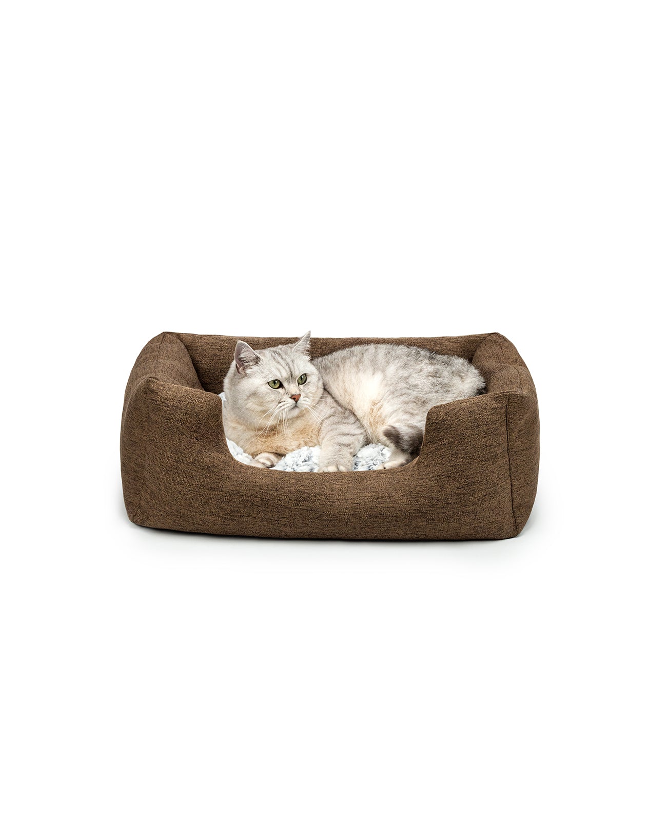 Katzenbett mit Wendekissen & meliertem Außenstoff
