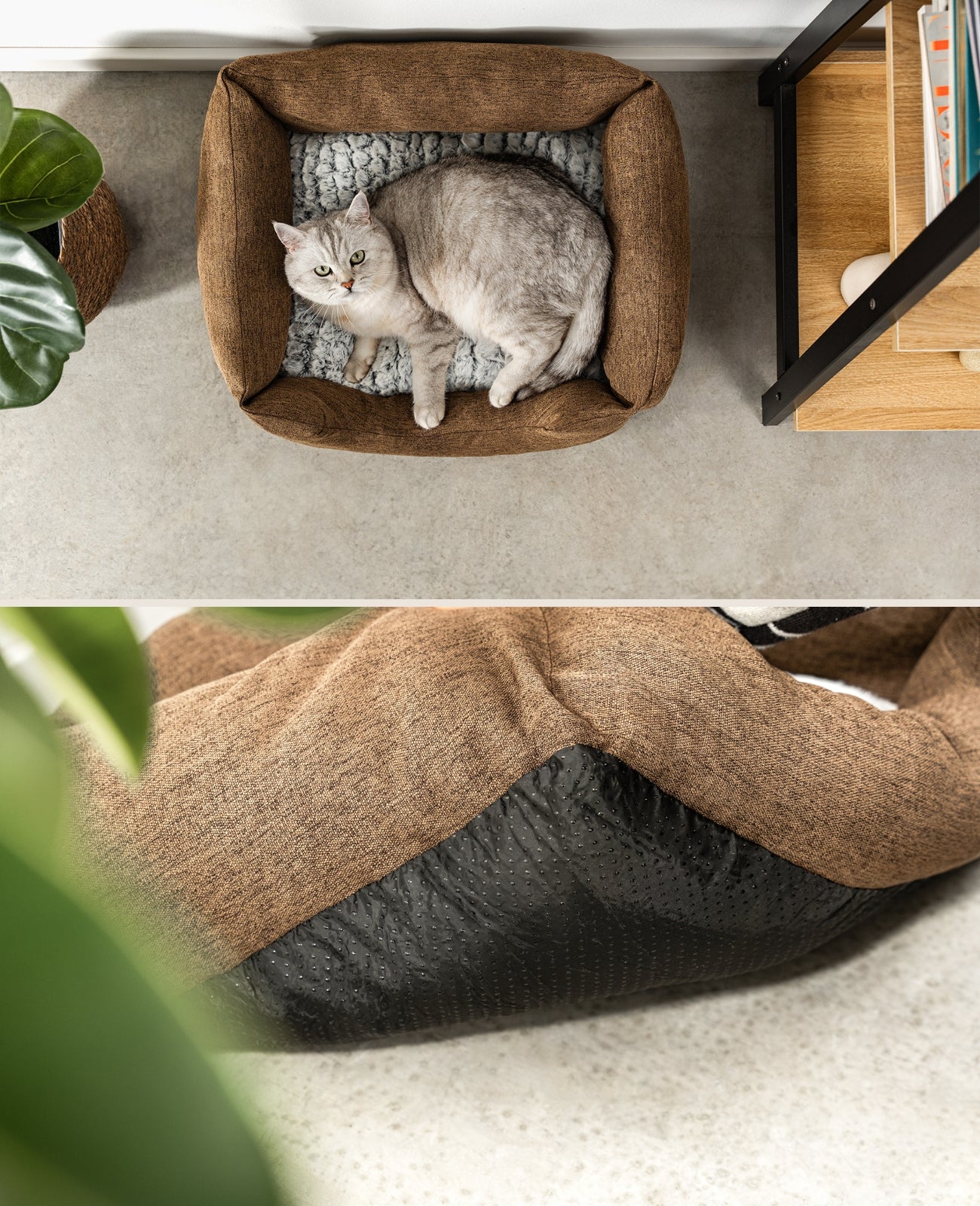 Katzenbett mit Wendekissen & meliertem Außenstoff