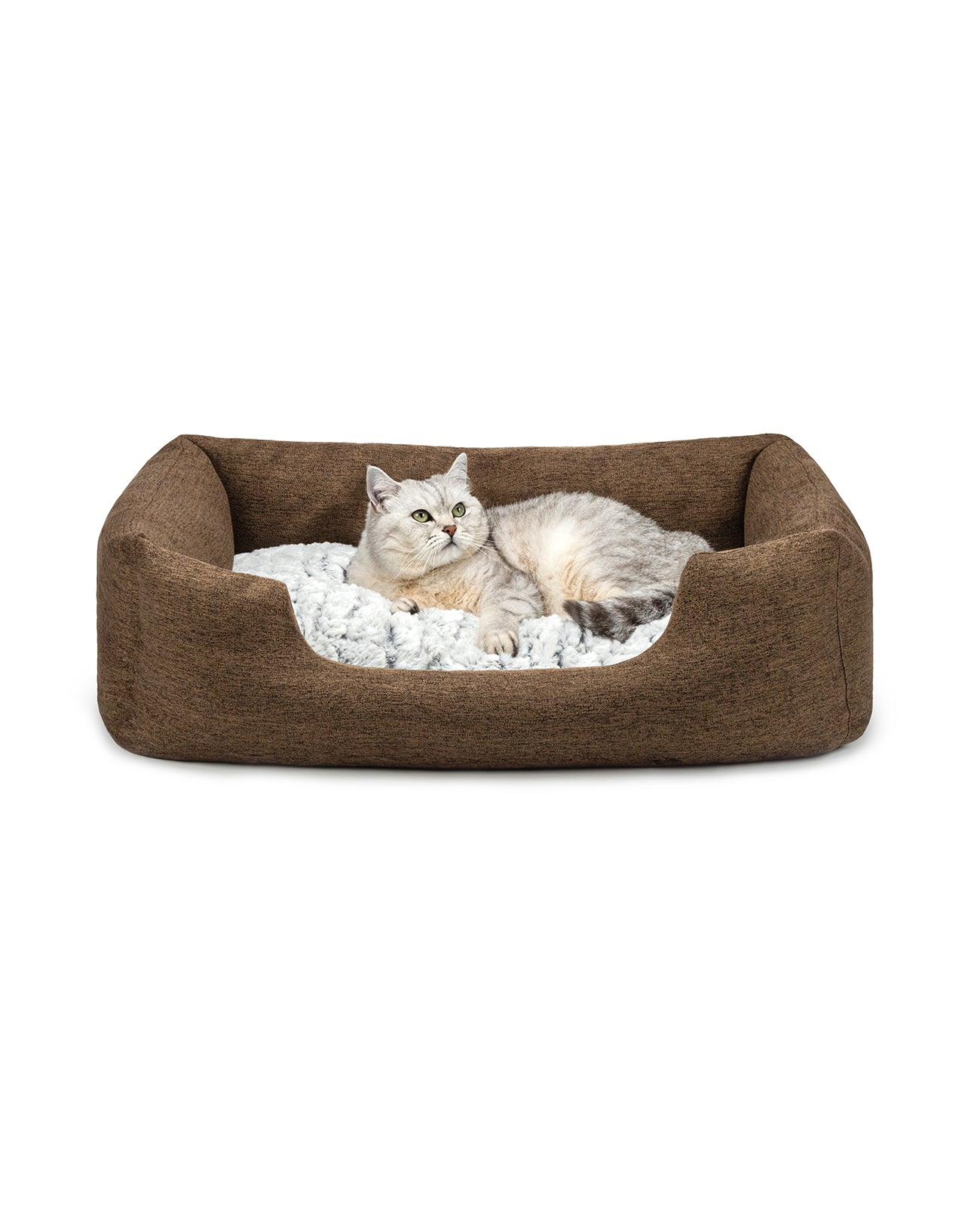Katzenbett mit Wendekissen & meliertem Außenstoff