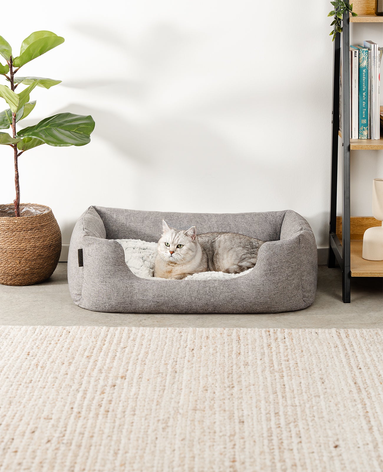 Katzenbett mit Wendekissen & meliertem Außenstoff