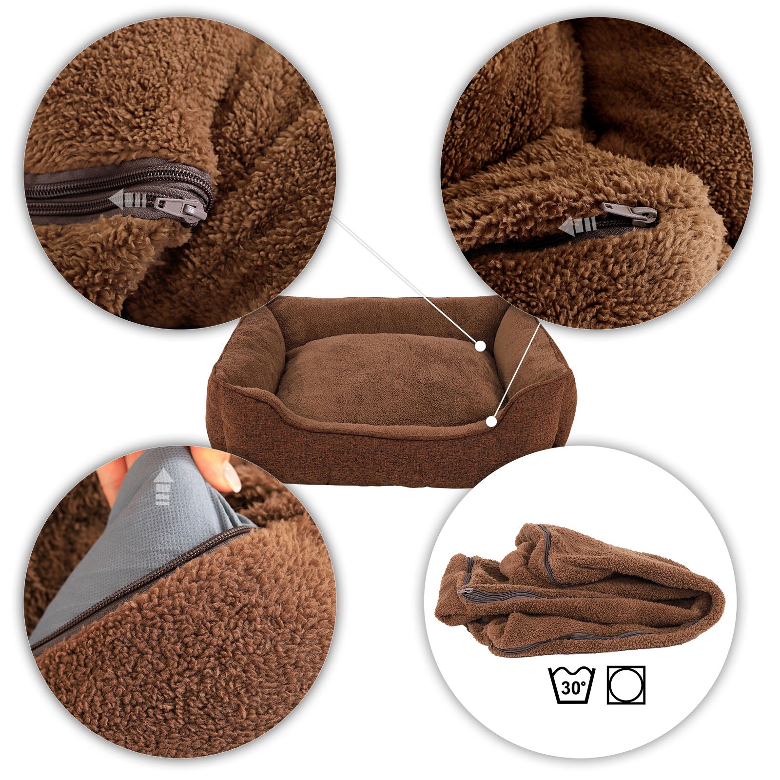 Meliertes Hundebett mit abnehmbarem Bezug