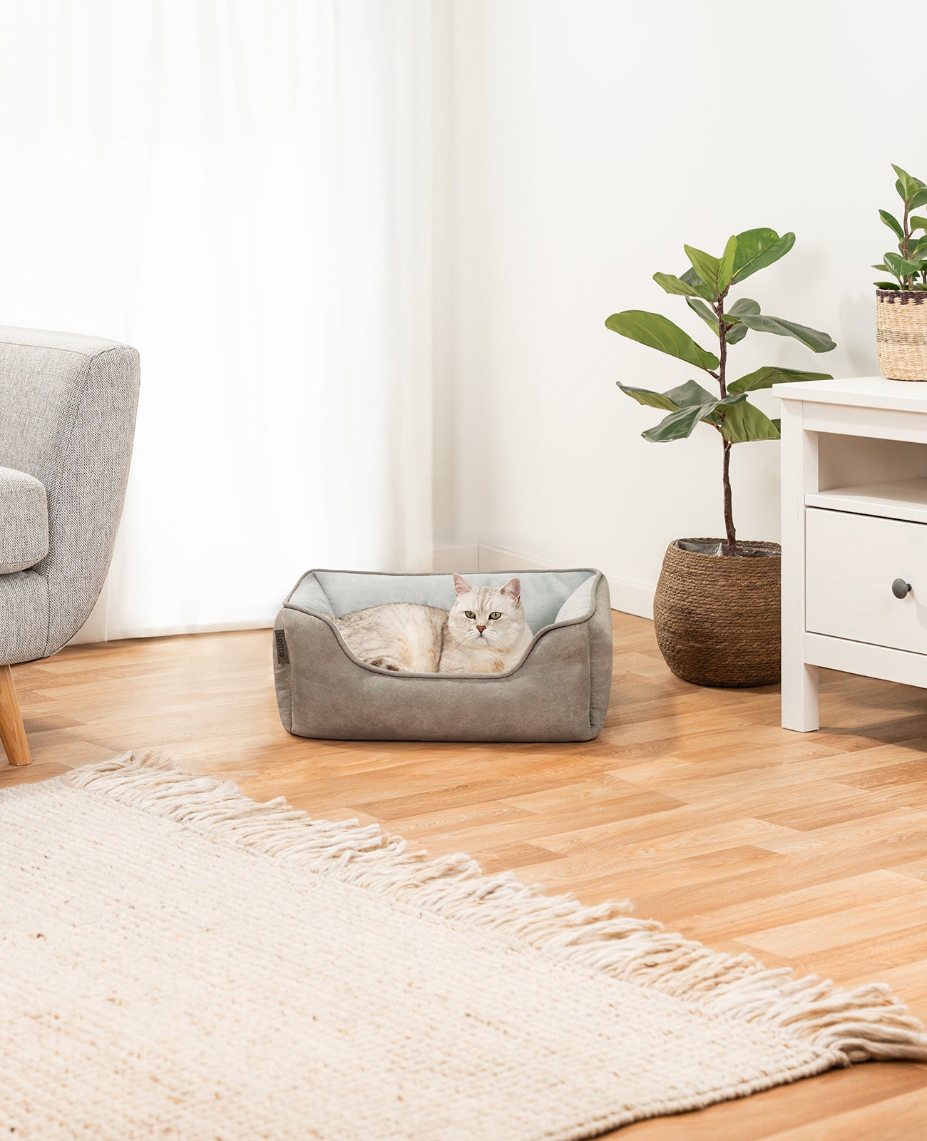 2-in-1 Katzenbett in Wildlederoptik