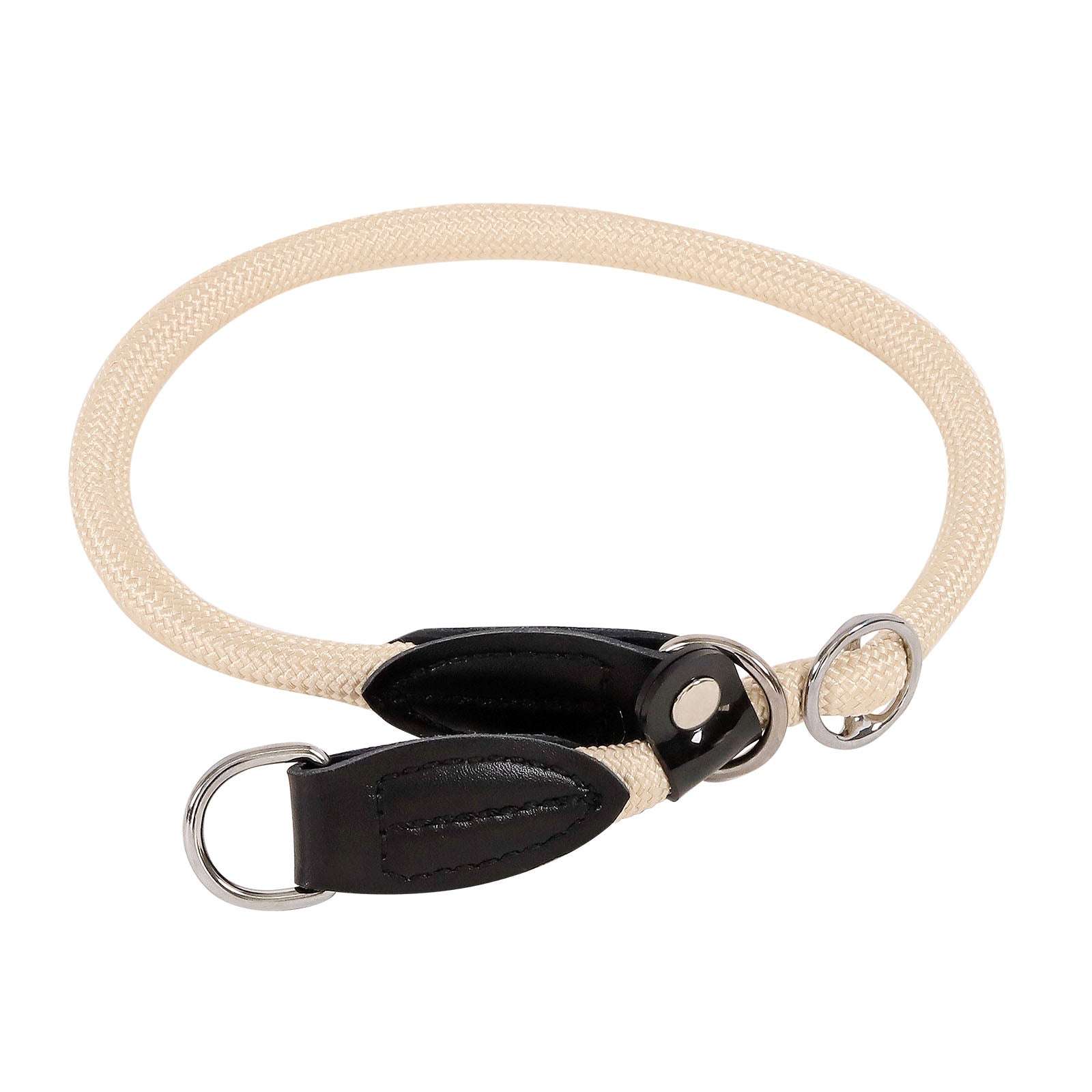 Retrieverhalsband mit Zugstopp aus Nylon in beige
