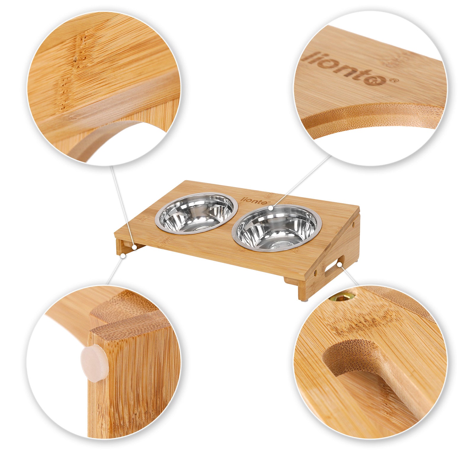 Erhöhter Katzennapf mit Bambusgestell