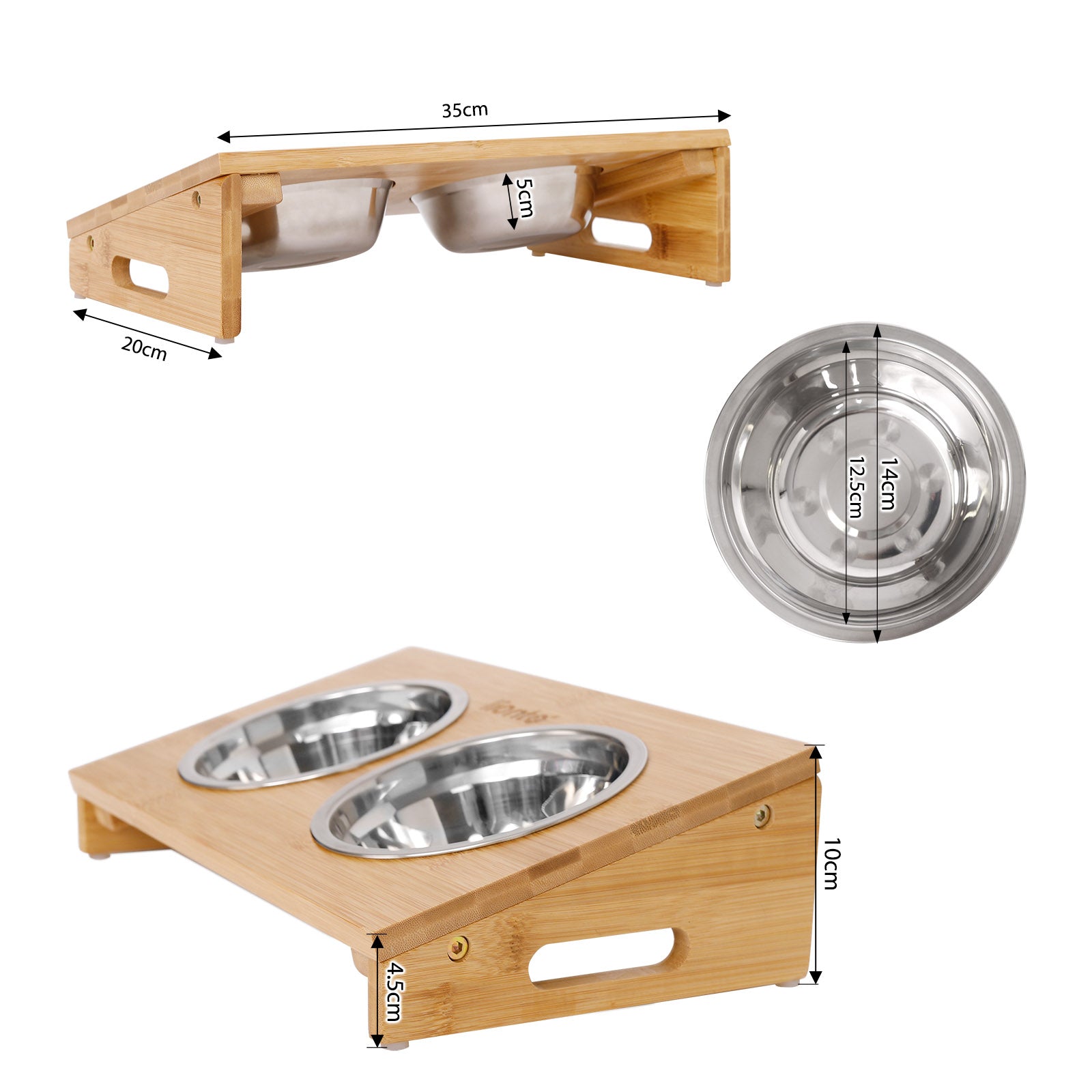 Erhöhter Katzennapf mit Bambusgestell