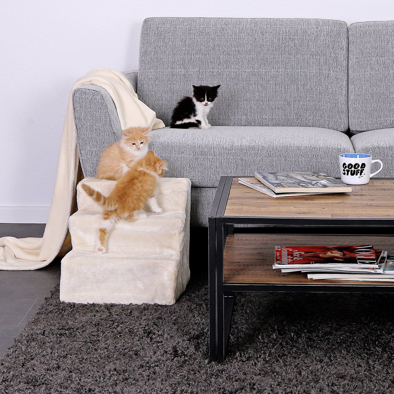 Katzentreppe mit Plüschbezug