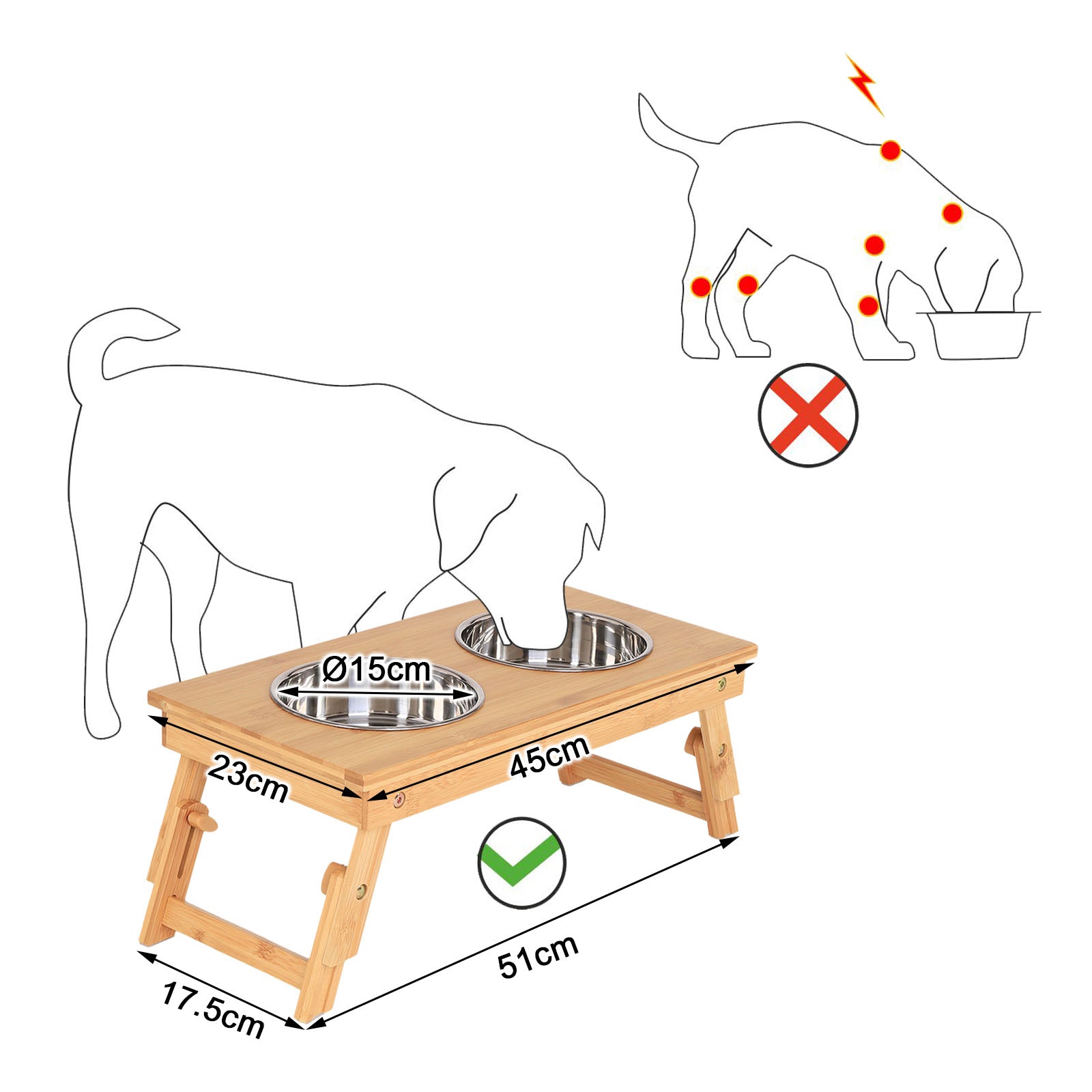 Futterstation fr Katzen mit Bambusgestell