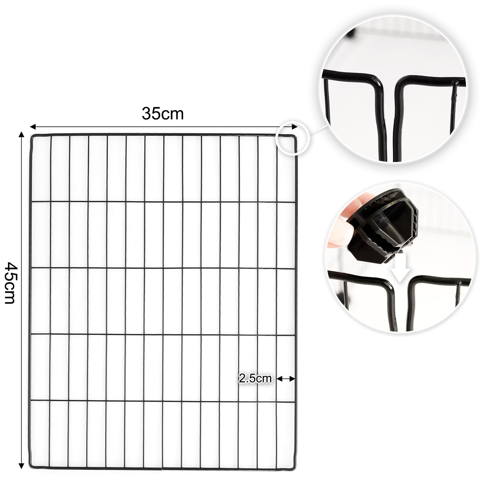 Maßangaben der Metallelemente, Plastik-Verbinder zum Zusammenstecken der einzelnen Elemente