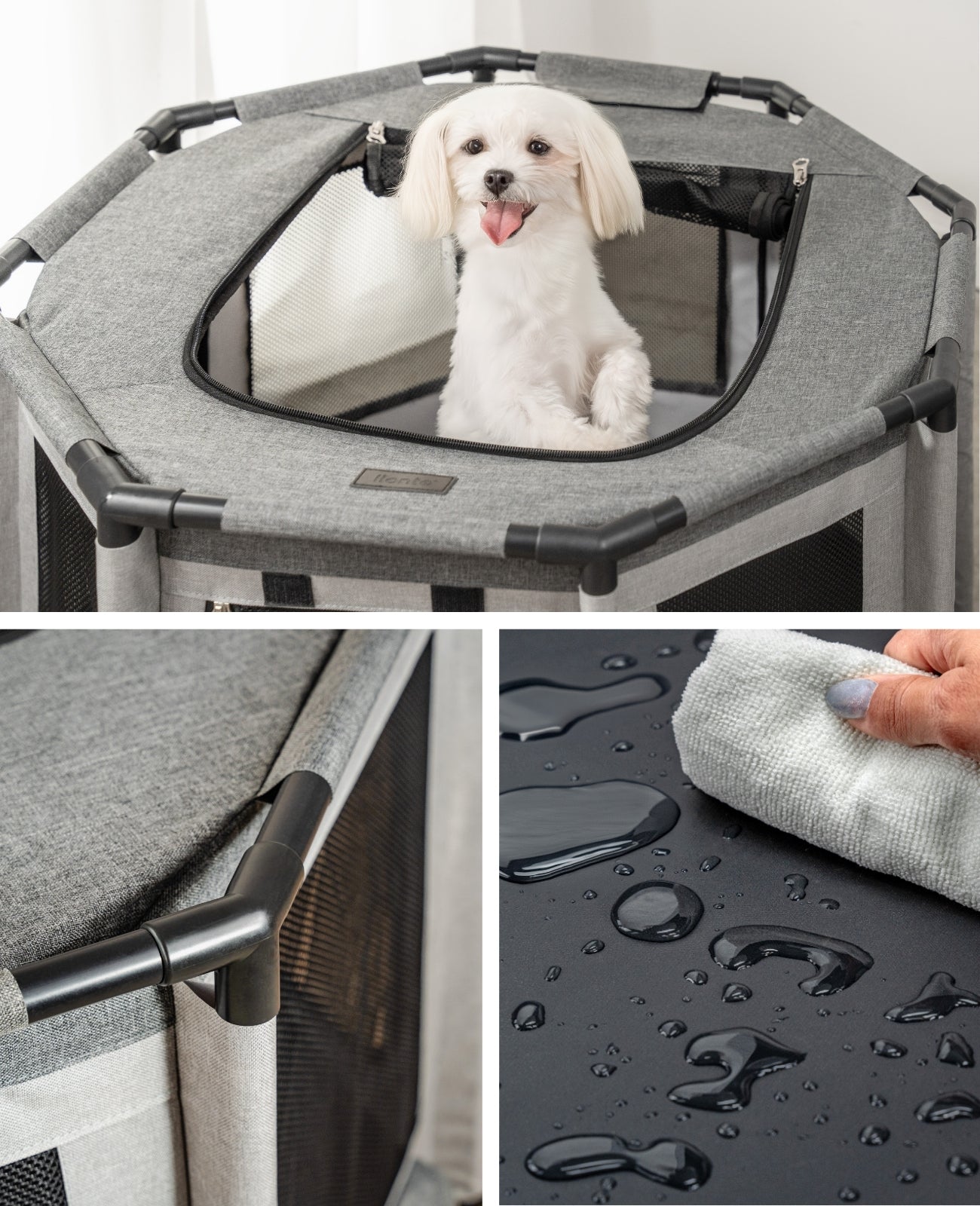 Welpenauslauf mit Rahmen aus PVC-Rohren