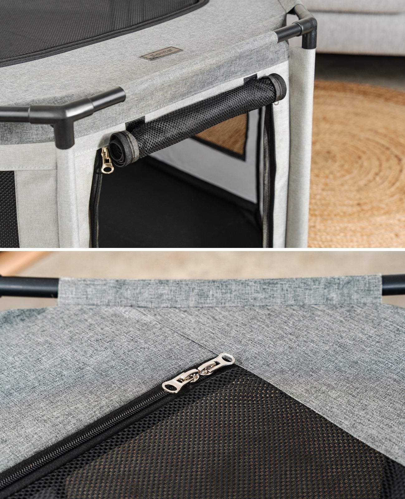 Welpenauslauf mit Rahmen aus PVC-Rohren