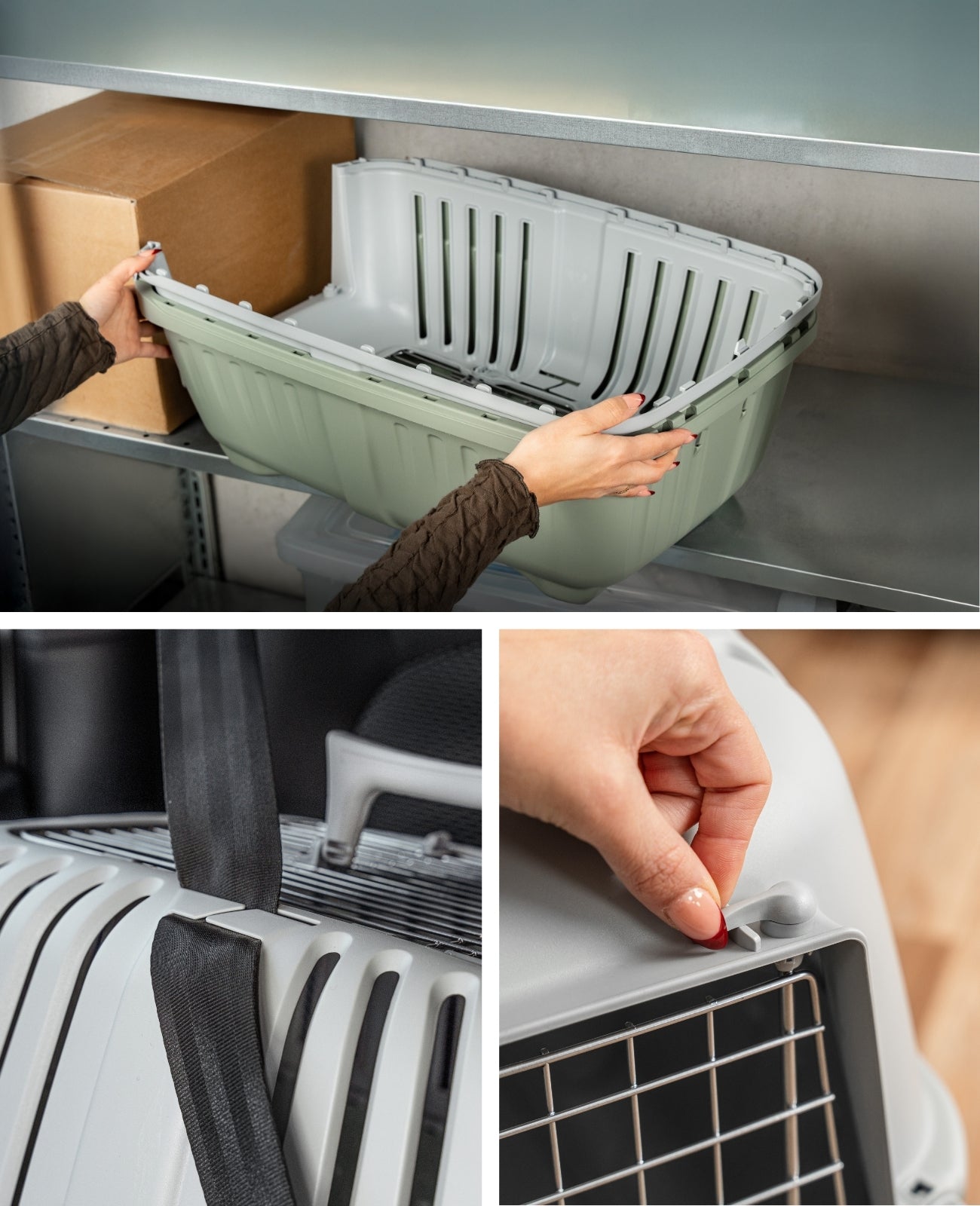Transportbox aus recyceltem Kunststoff mit Metallgitter