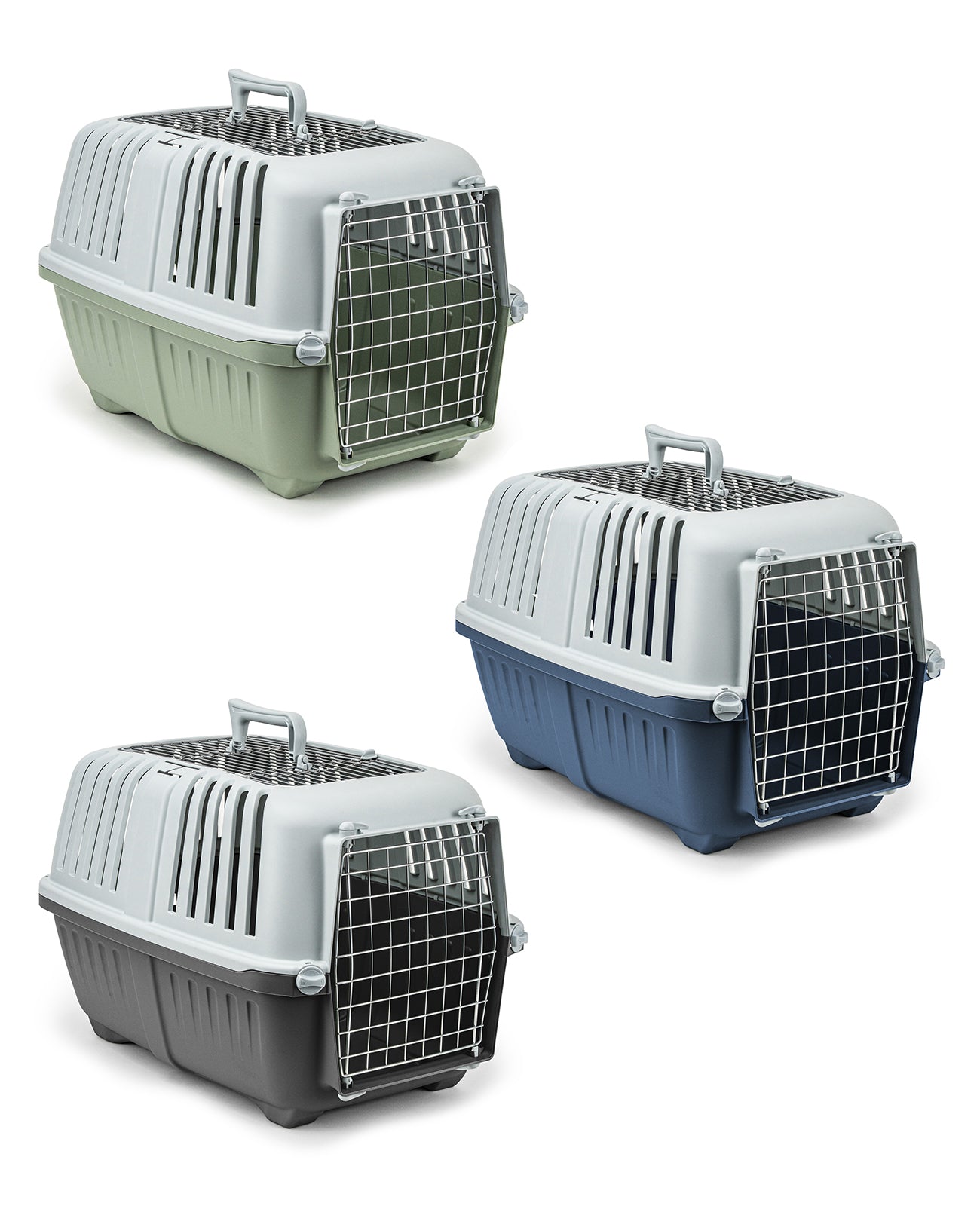 Transportbox aus recyceltem Kunststoff mit Metallgitter