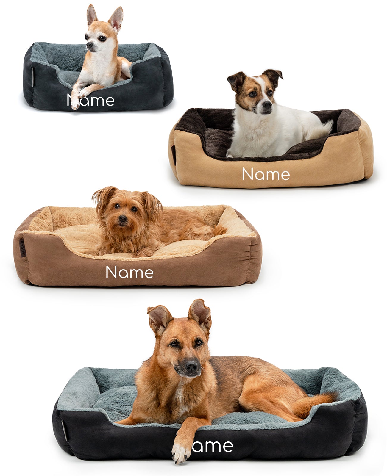 Heimtierbett mit Wendekissen, personalisiert