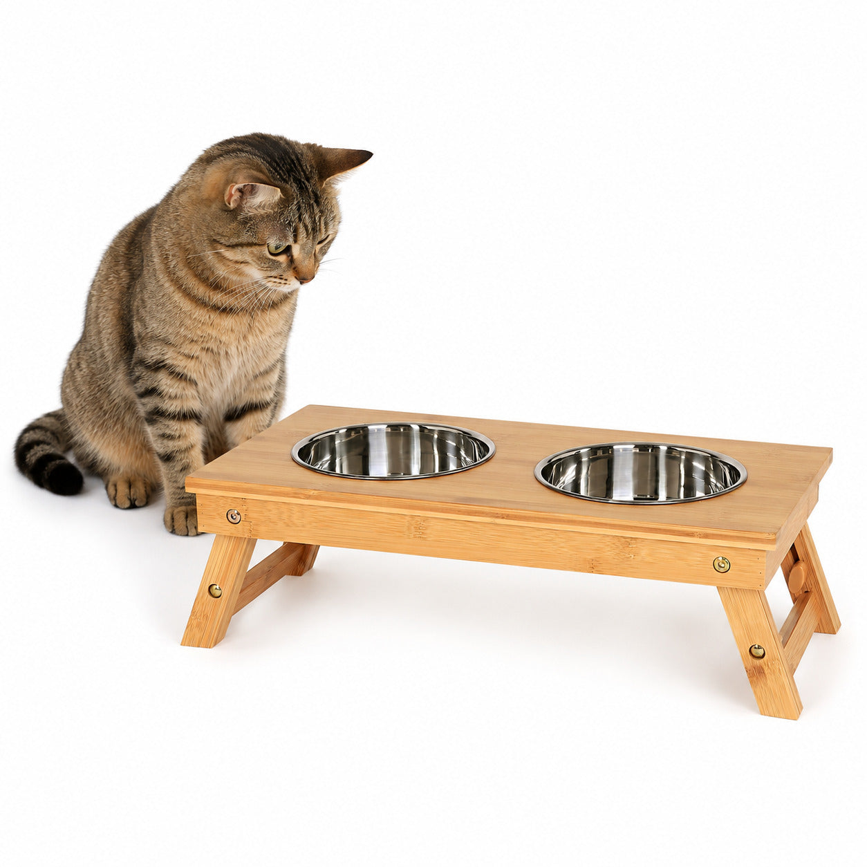 Futterstation für Katzen mit Bambusgestell